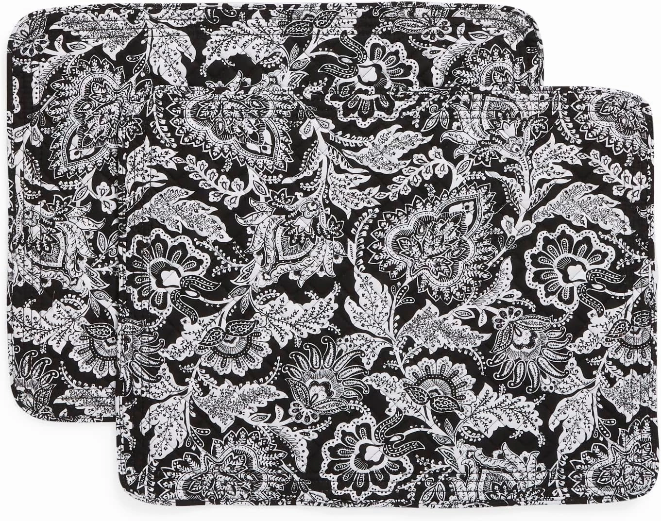 Vera Bradley Women's Cotton Reversible Placemats Set of 2, Java Black - Recycled Cotton, One Size