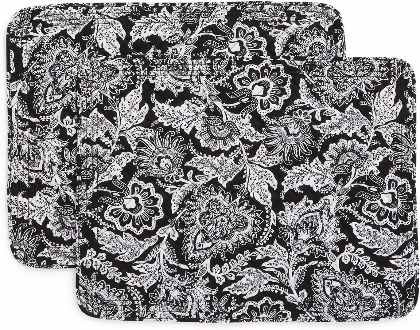 Vera Bradley Women's Cotton Reversible Placemats Set of 2, Java Black - Recycled Cotton, One Size