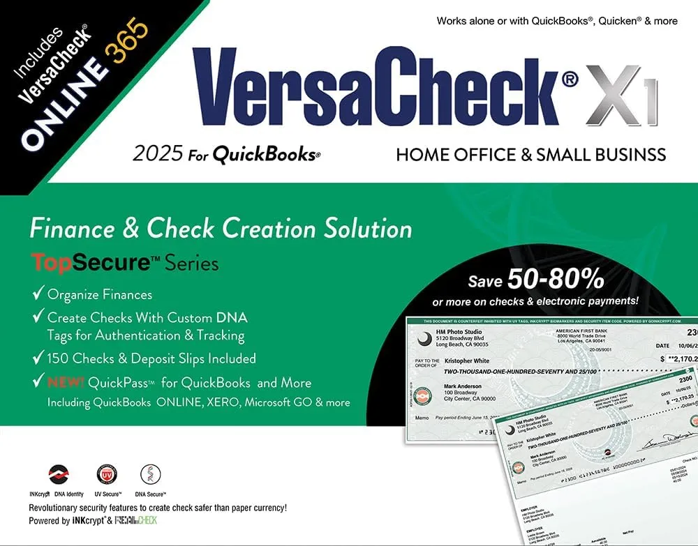VersaCheck X1 2025 for QuickBooks (Download)   VersaCheck ONLINE Gold 1yr Sub Bundle [PC Download]