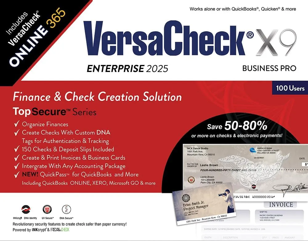 VersaCheck X9 Enterprise 2025 – 100 Users (Download)   VersaCheck ONLINE Pro 1yr Sub Bundle [PC Download]