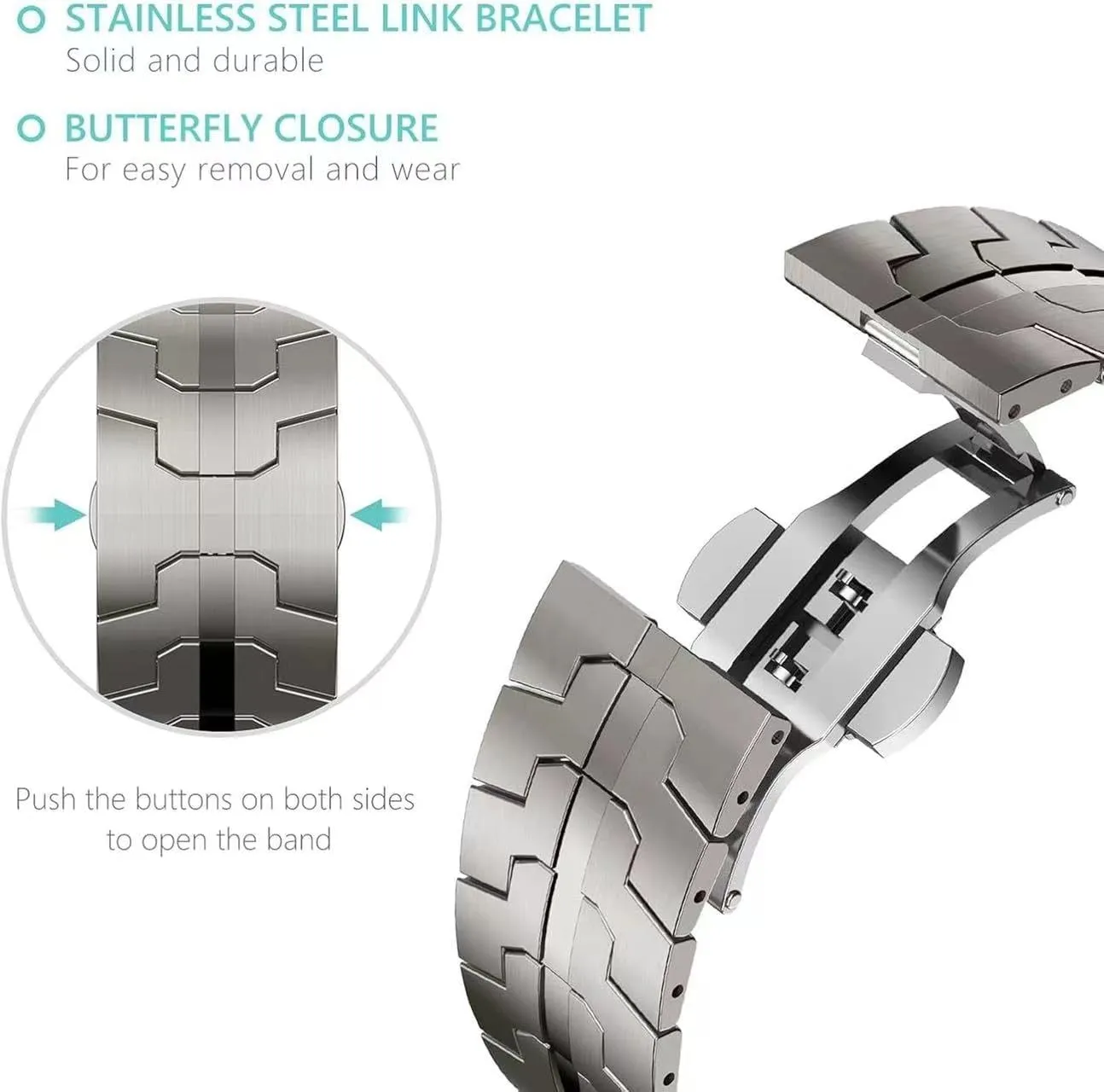 VeveXiao Rugged Stainless Steel Band Compatible with Samsung Galaxy Watch 7 Ultra Band, Metal Link Replacement Band for Galaxy Watch 7 Ultra 47mm 2024 Men Women Strap