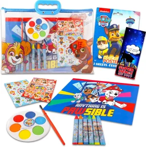 Viacom Paw Patrol Drawing and Painting Set for Kids - Paw Patrol Gift Bundle with Coloring Book, Coloring Utensils, Watercolor Paints, Stickers, and More (Paw Patrol Crafts)