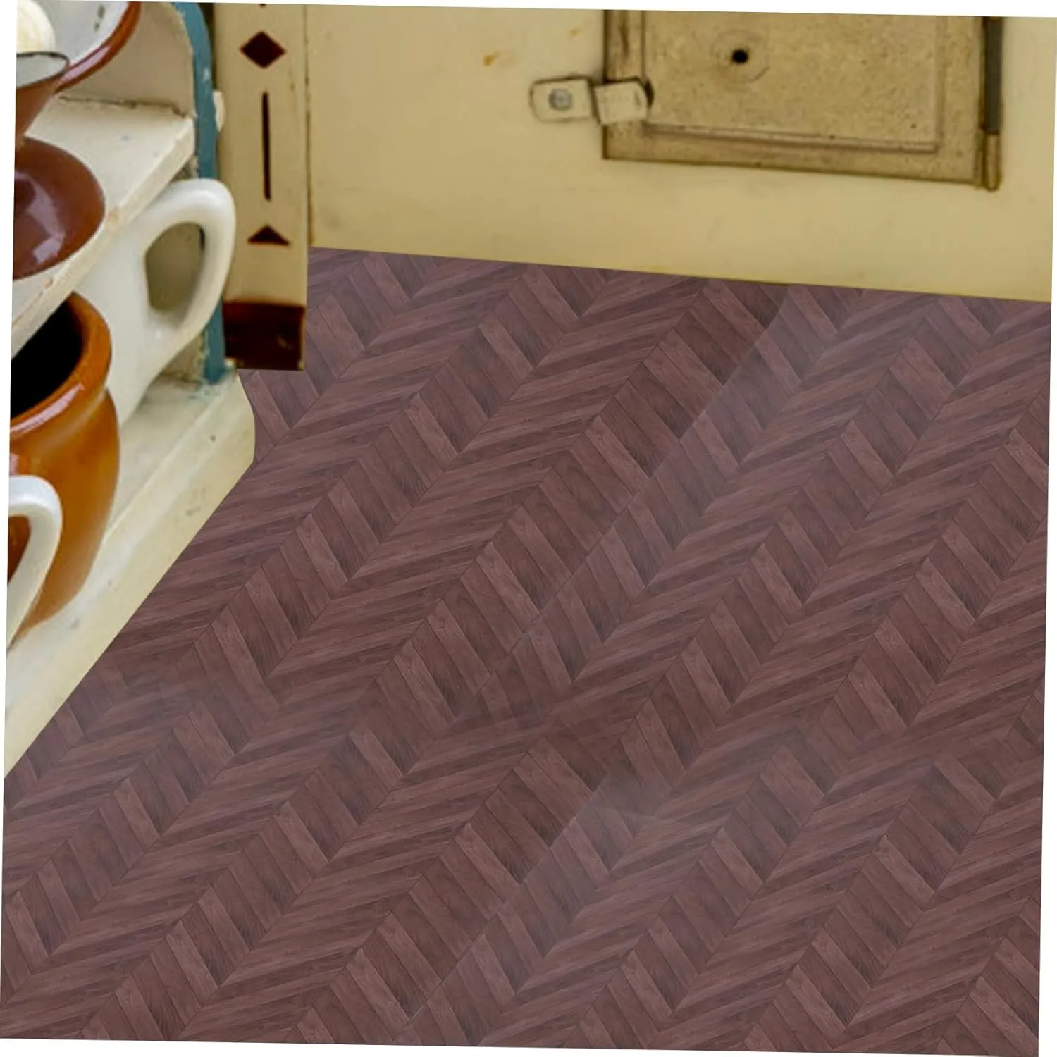 VICASKY 2pcs Miniature Floorboard Doll House Flooring Simulated Tile Ornament Deep Herringbone Decoration for Dollhouse Scenery Layout