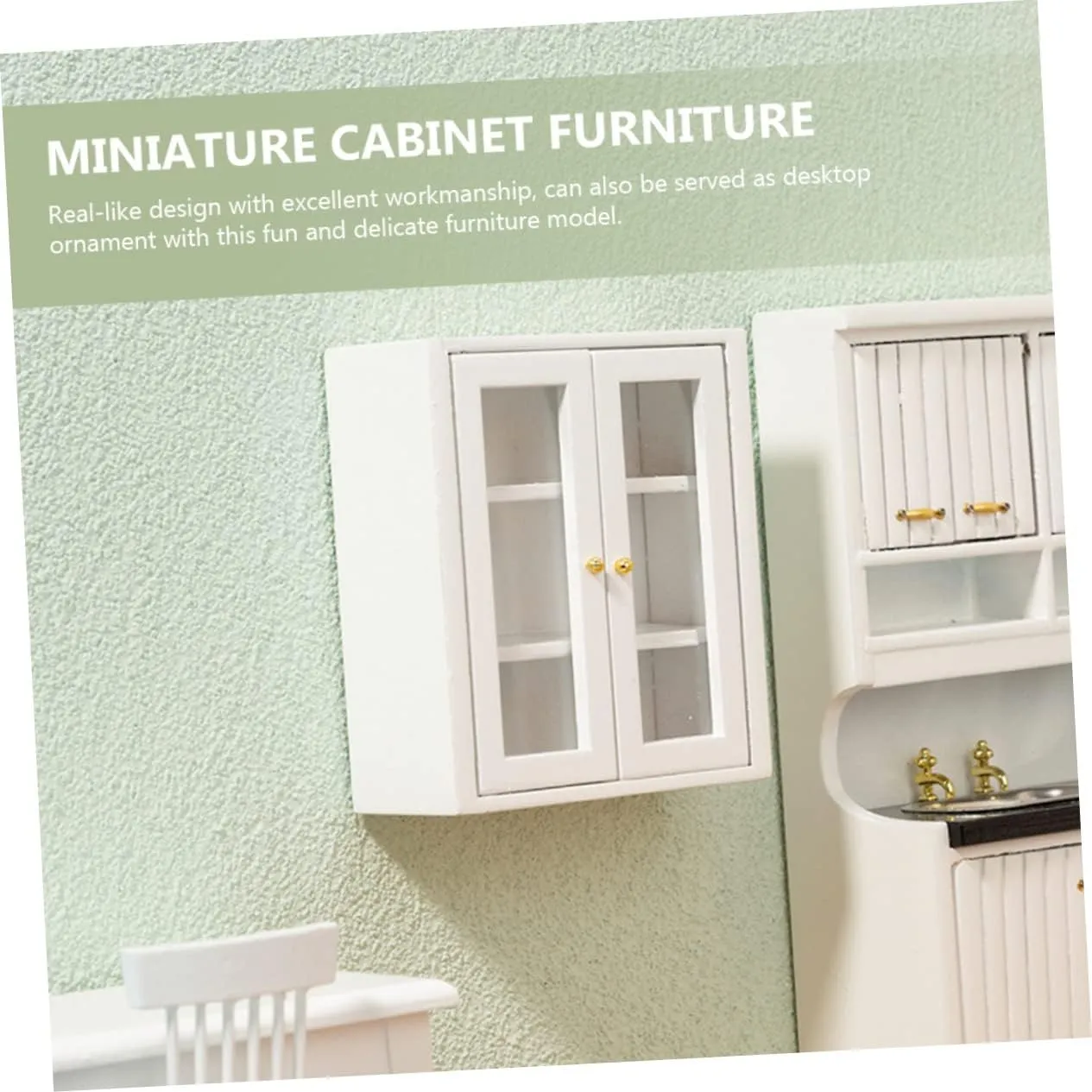 VICASKY 3pcs Dollhouse Kitchen Furniture Decor Hanging Bathroom Cupboard Tiny Furniture for Micro Landscape Present for Miniature Enthusiasts