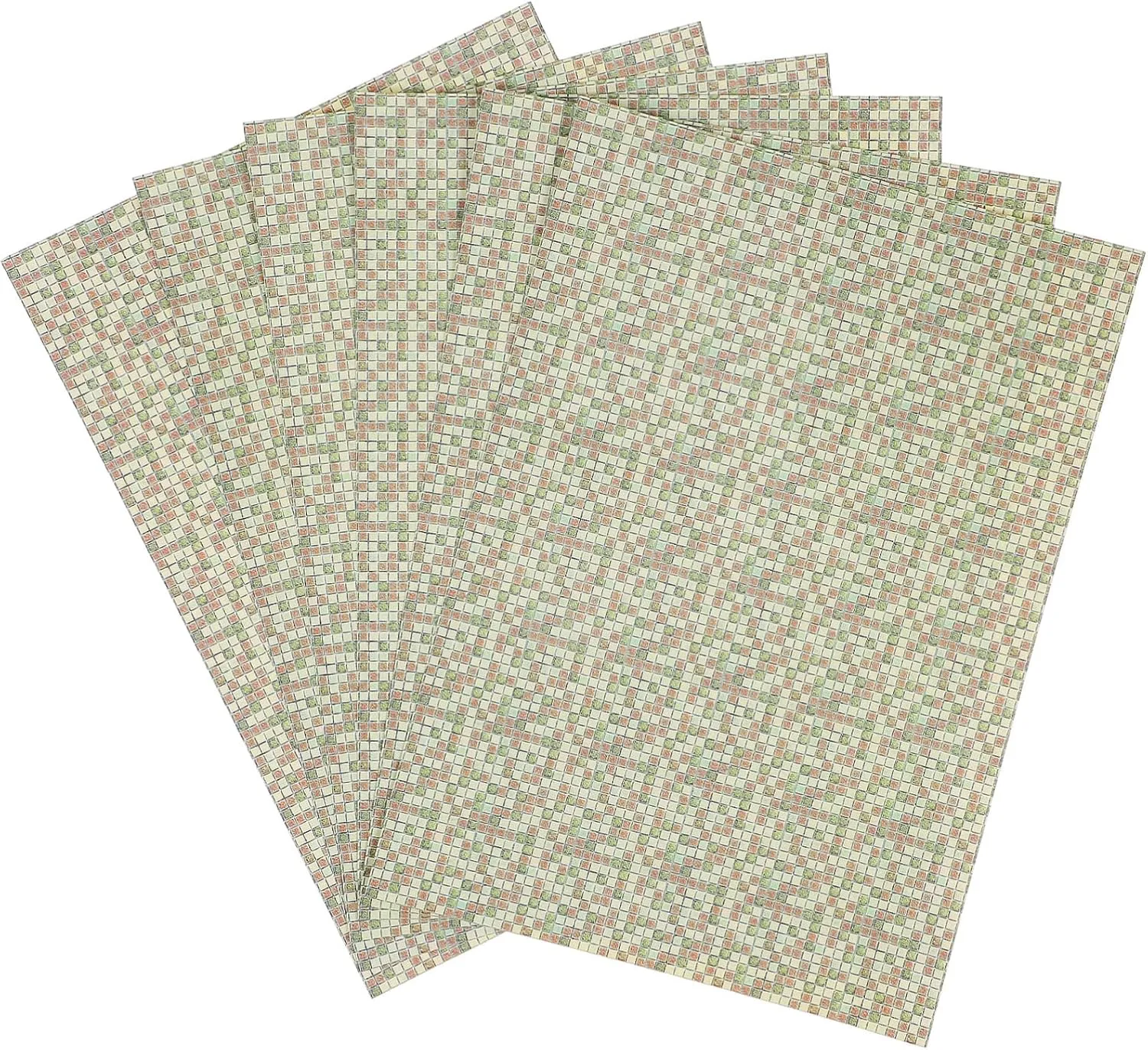 VICASKY 6 Pcs Dollhouse Miniature Floor Stickers Peel and Stick Dollhouse Flooring Easy Clean Paper Floorboard Bedrooms Living Rooms and Kitchens