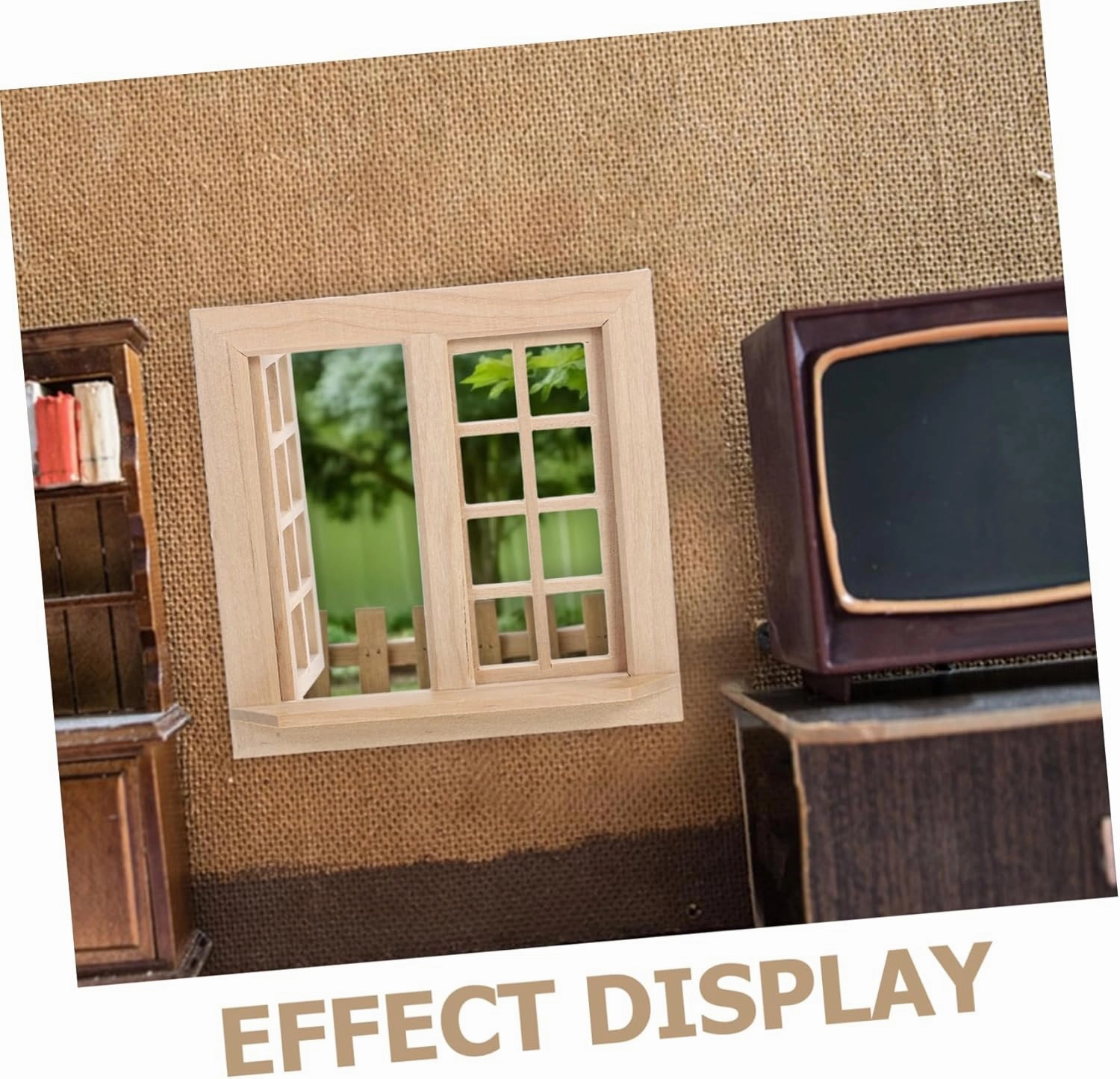 VICASKY 4pcs Miniature Wooden Window Model for Dollhouse Unfinished Decorative Accessory for Plaything DIY Craft Mini House Adornment for Miniature Models and Landscapes