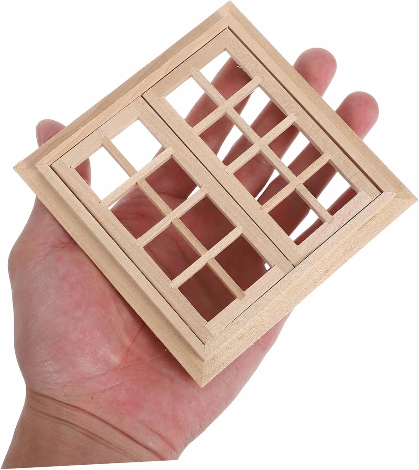 VICASKY 4pcs Miniature Wooden Window Model for Dollhouse Unfinished Decorative Accessory for Plaything DIY Craft Mini House Adornment for Miniature Models and Landscapes