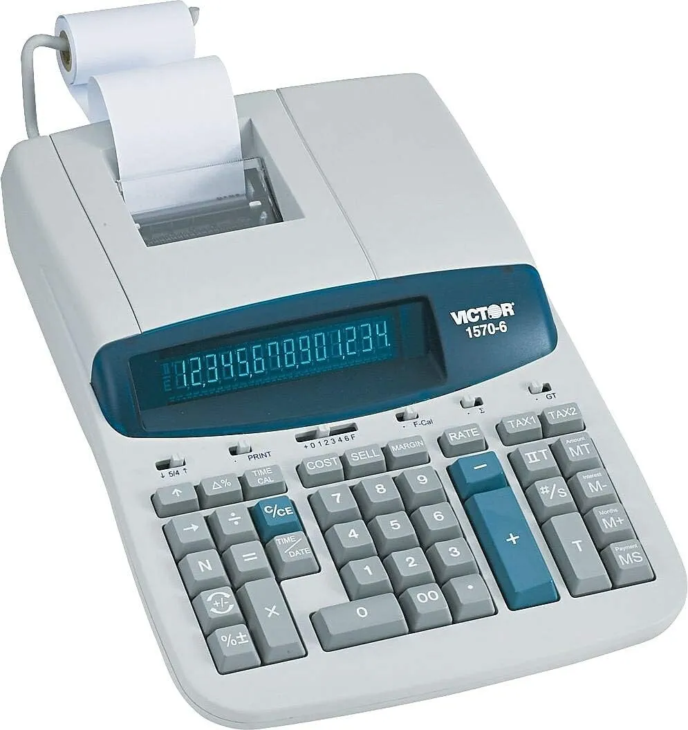 Victor 15706 1570-6 Two-Color Ribbon Printing Calculator, Black/Red Print, 5.2 Lines/Sec