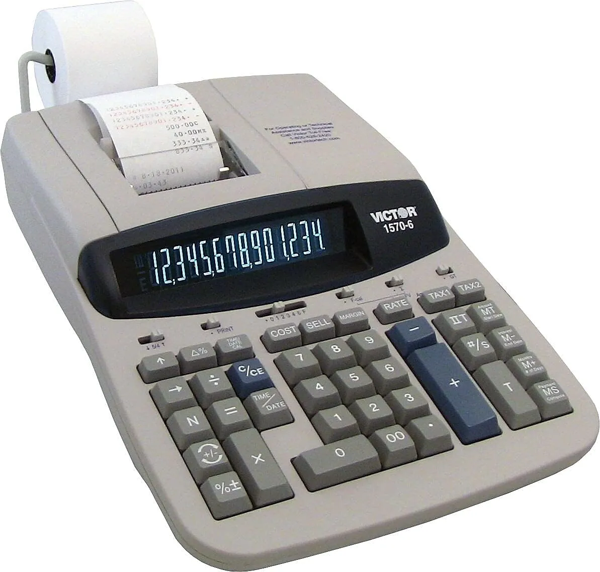 Victor 15706 1570-6 Two-Color Ribbon Printing Calculator, Black/Red Print, 5.2 Lines/Sec