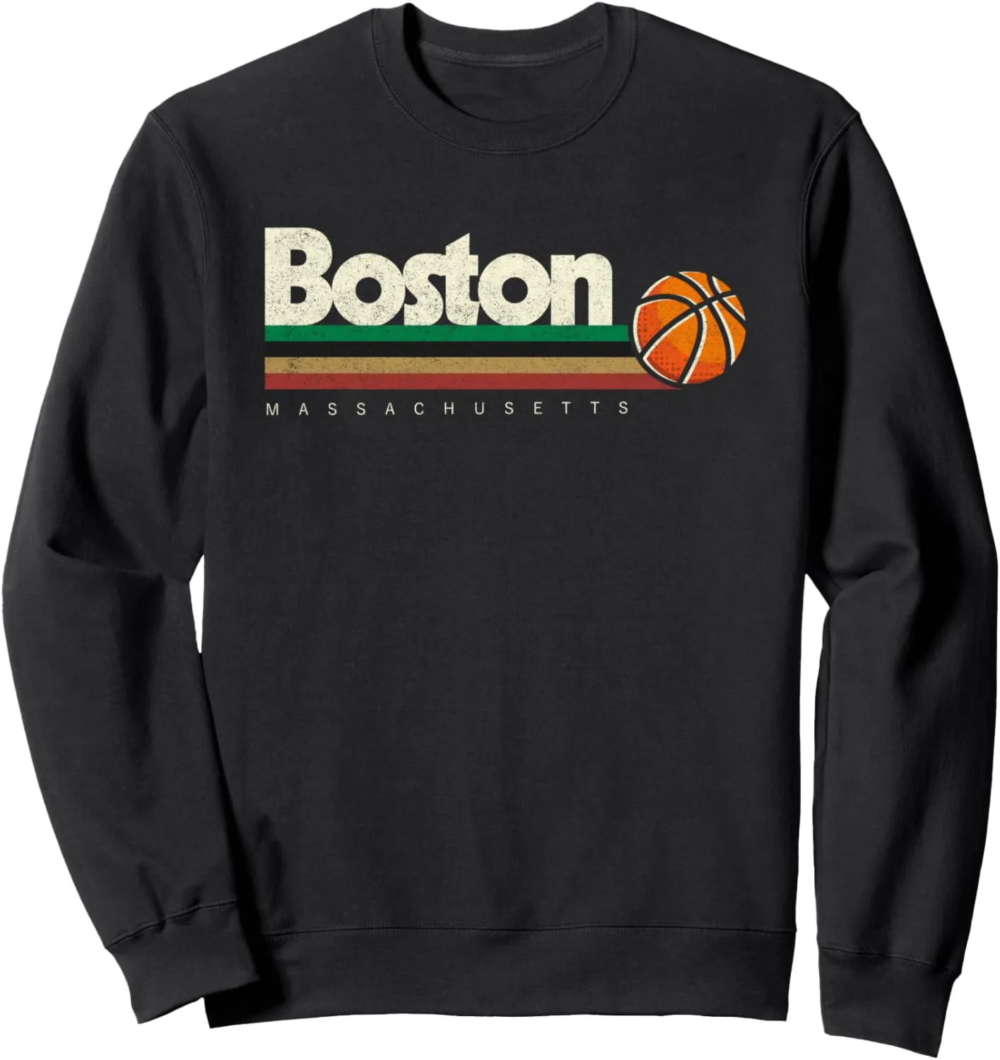 Vintage Basketball Boston City B-Ball Retro Stripes Sweatshirt