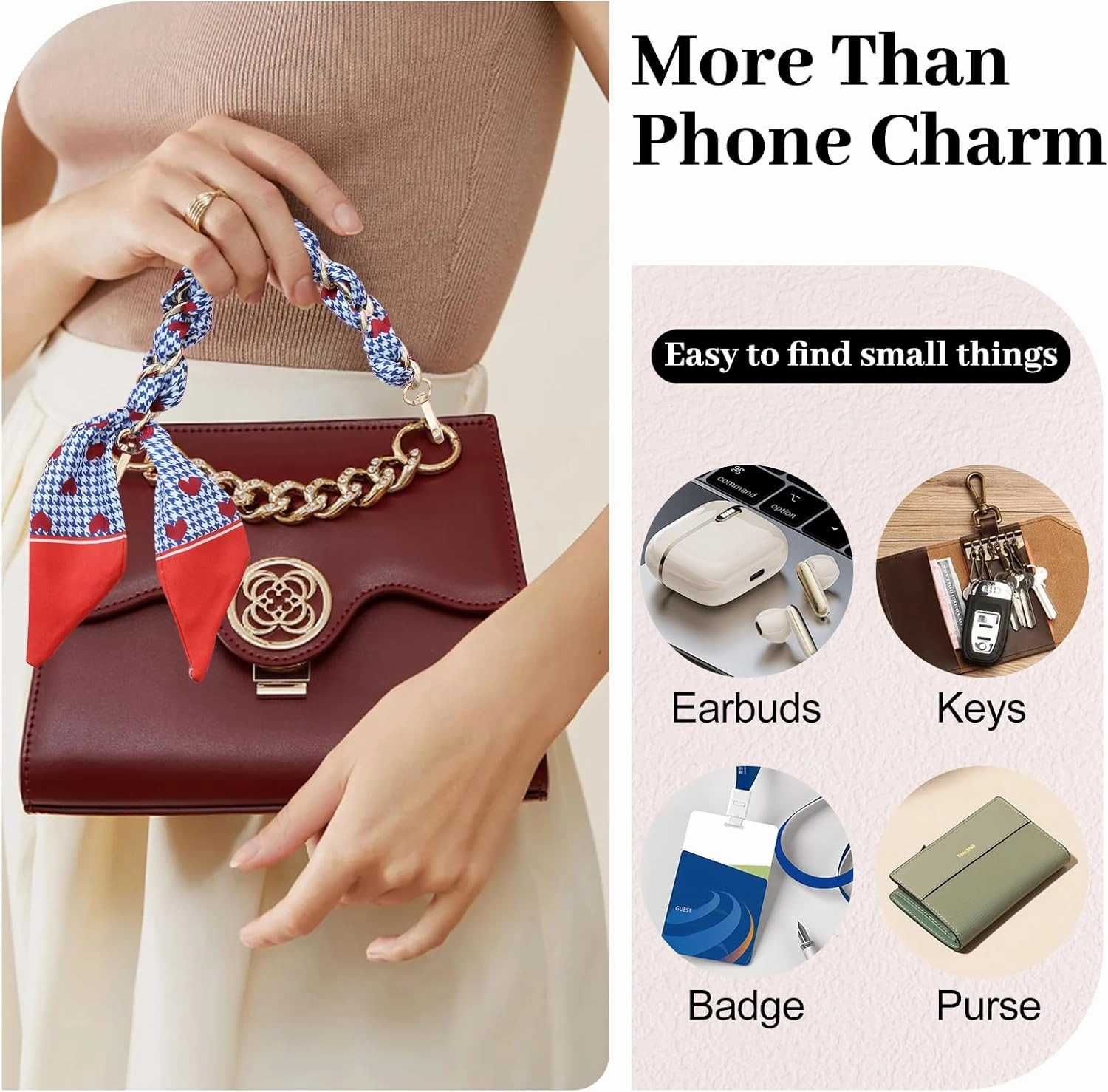 Vintage Phone Charm for Women Anti Dorp Phone Wristlet Hands-free Phone Charms Strap Compatible with All Smartphones