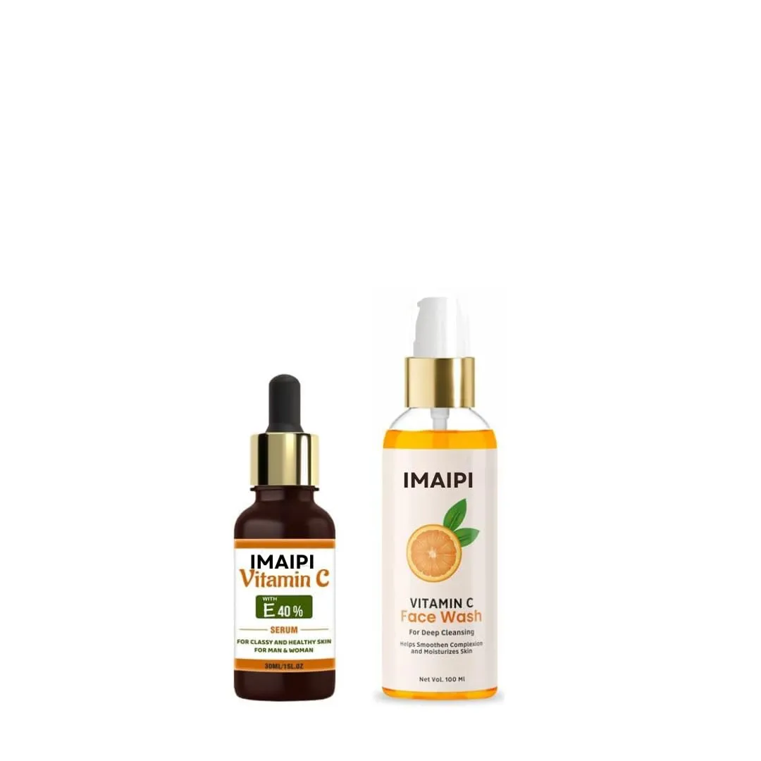 Vitamin C Face serum 30ml and Face Wash 100ml Set , Deep Cleansing and Brightening
