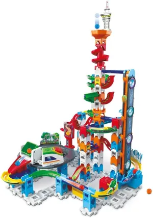 VTech - Marble Rush, Electronic Ball Circuit Super Sky Tower Set XL300E, Building Set, 143 Pieces, 10 Balls, Gift for Children from 4 Years Old