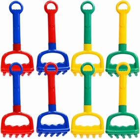 Wakauto 8 Pieces Kids Beach Toys Sand Set Colorful Plastic Rake Lightweight and Portable Sand Toy Play Fun for Teens Boys and Girls Garden Summer Beach