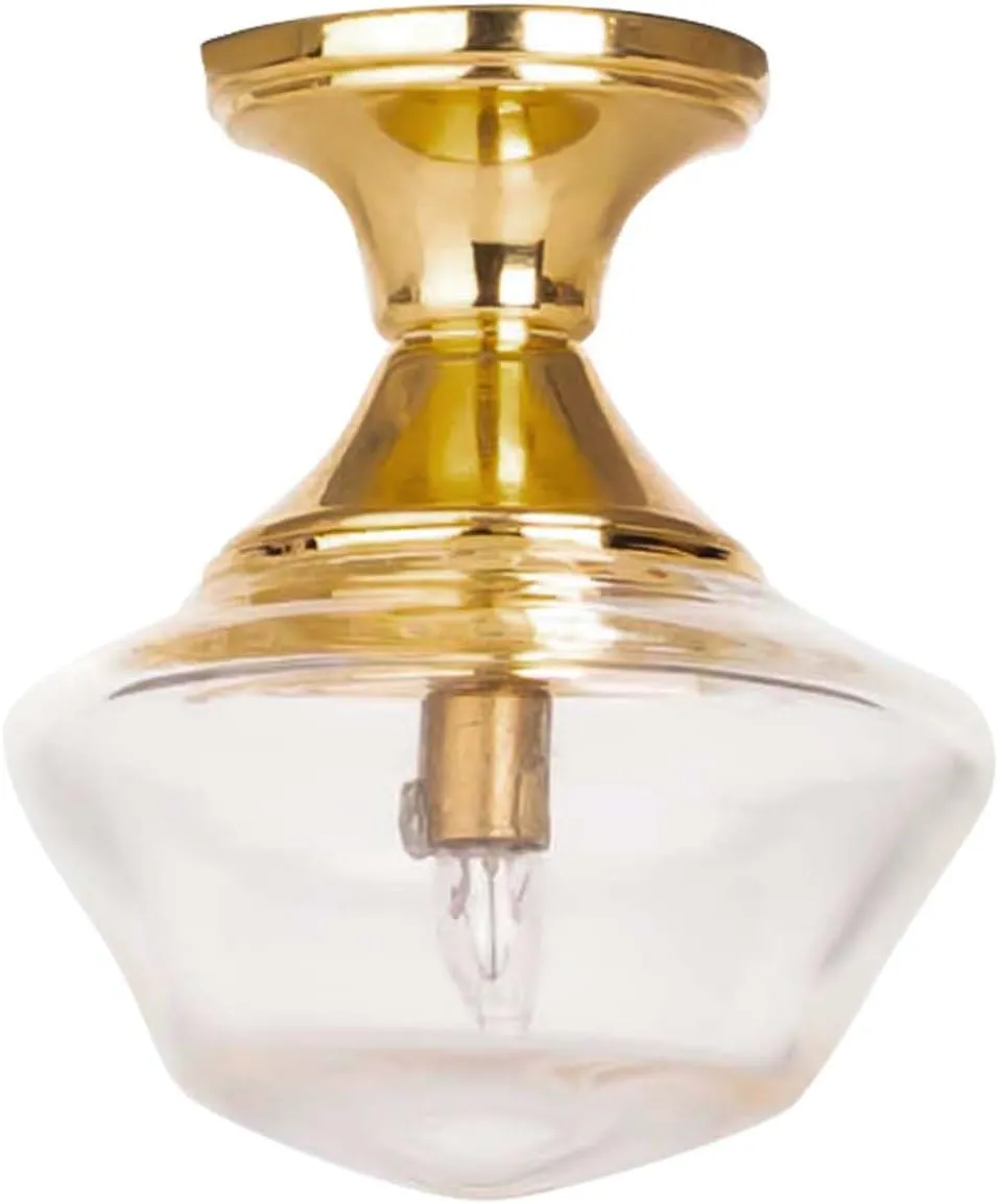 Waldosia 1:12 Scale Miniature 12V Wired Schoolhouse Ceiling Lamp – Dollhouse Vintage Light Fixture