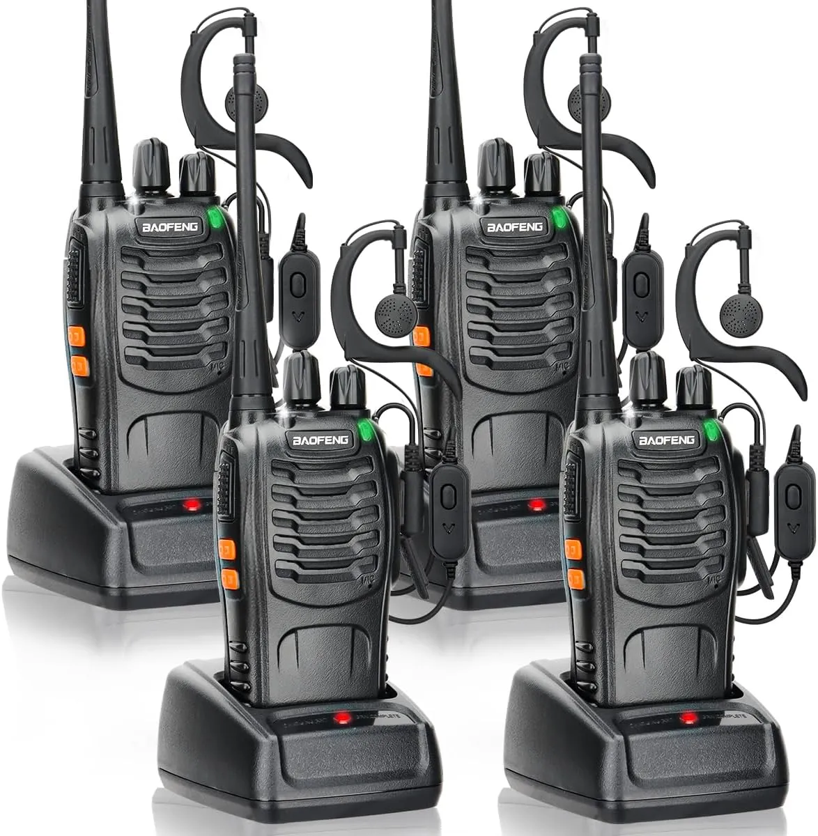 Walkie Talkies Long Range Rechargeable Walkie Talkie for Adults, Baofeng Radio Walkie Talkie Earpiece with Mic Two Way Radio with Copy Frequency Walky Talky for Cruise Camping Trip (4Pack)