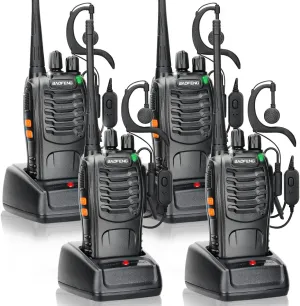 Walkie Talkies Long Range Rechargeable Walkie Talkie for Adults, Baofeng Radio Walkie Talkie Earpiece with Mic Two Way Radio with Copy Frequency Walky Talky for Cruise Camping Trip (4Pack)