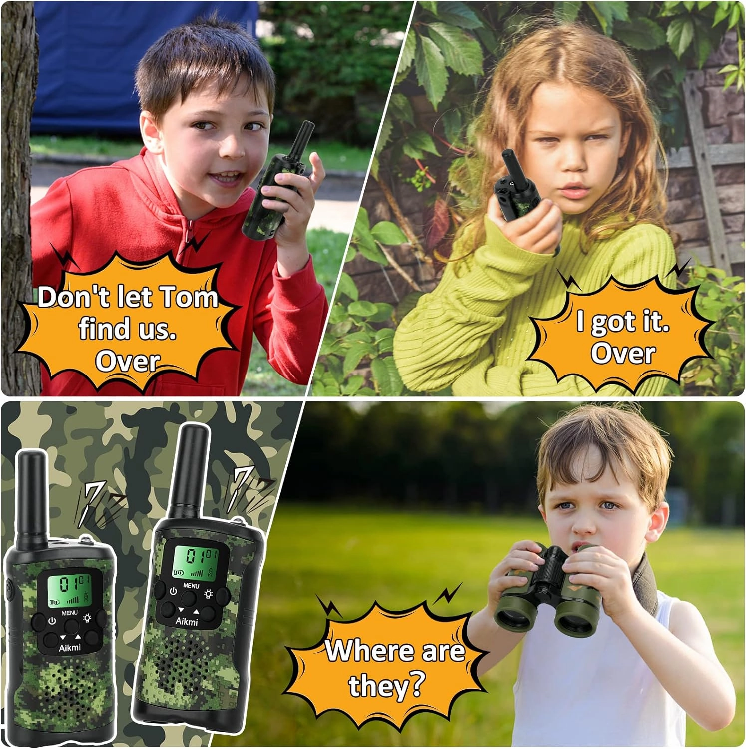 Walkie Talkies for Kids Toys for Boys Aged 5  Outdoor Toys 2 Way Radio 22 Channel 3 Miles Range for Camp Hunt Adventure Game Birthday 6 7 8 9 10 Year Old Boys Gifts (Green)
