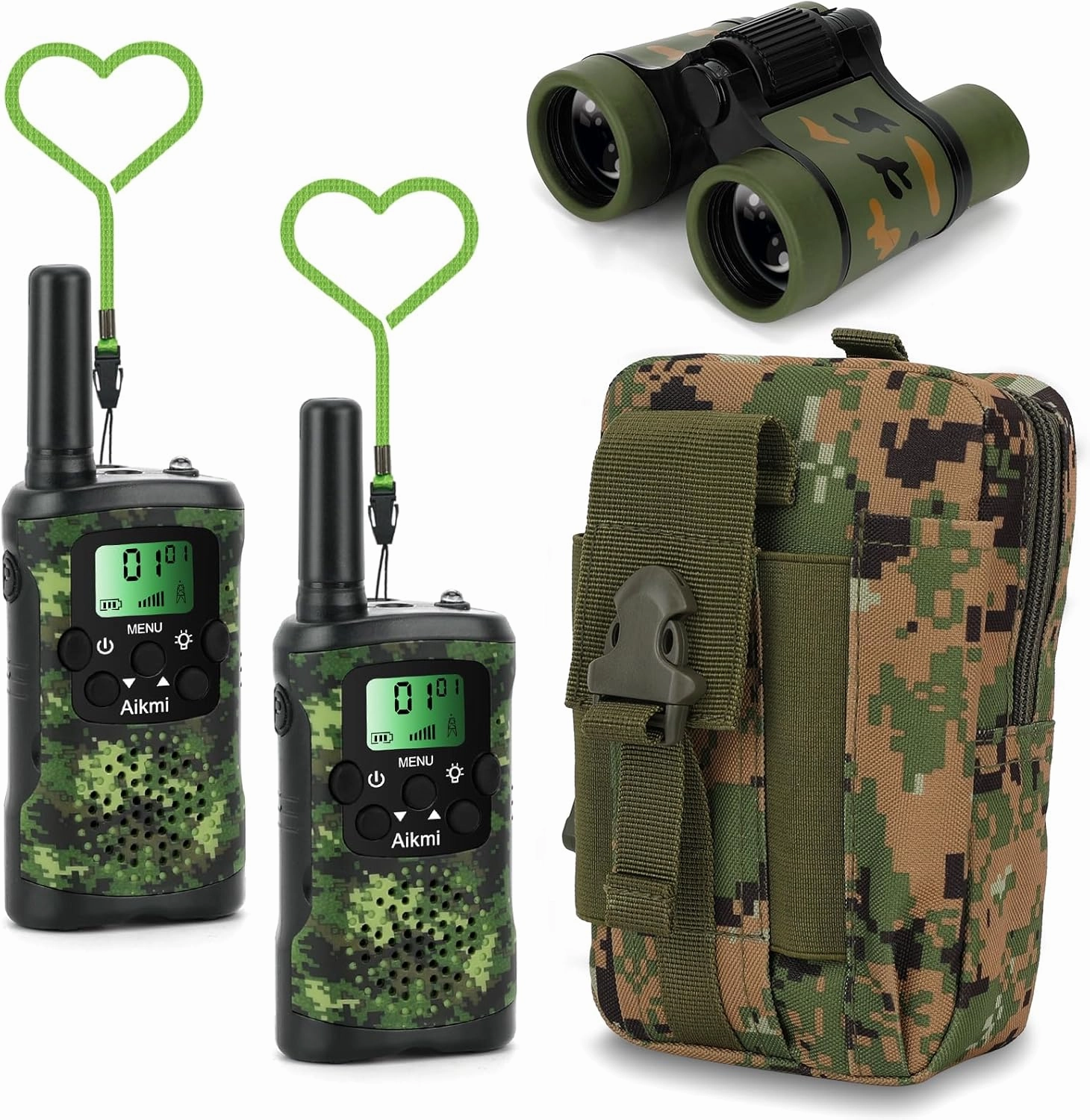Walkie Talkies for Kids Toys for Boys Aged 5  Outdoor Toys 2 Way Radio 22 Channel 3 Miles Range for Camp Hunt Adventure Game Birthday 6 7 8 9 10 Year Old Boys Gifts (Green)