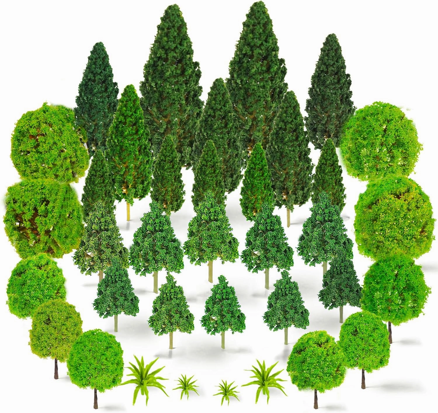 Warmtree 36 Pieces Model Trees 1.5-6.3 inch Mixed Miniature Diorama Supplies for Train Scenery Architecture DIY Crafts, Building Model Railway Scenery Landscape Natural Green