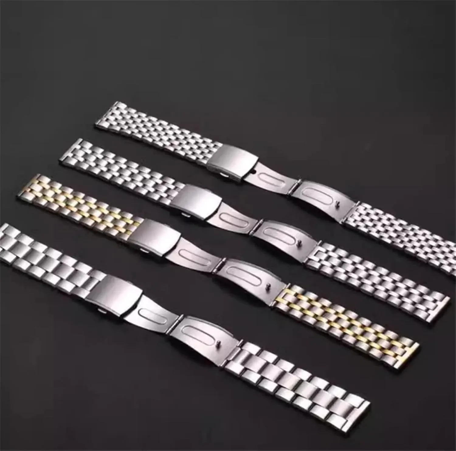 Watch Accessories Stainless Steel Strap Double-Sided Folding Buckle Men Women Watch Chain Strap