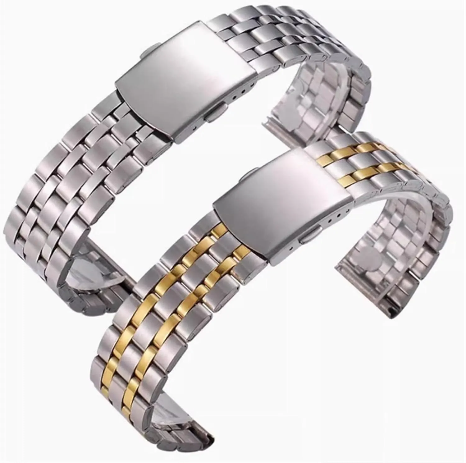 Watch Accessories Stainless Steel Strap Double-Sided Folding Buckle Men Women Watch Chain Strap