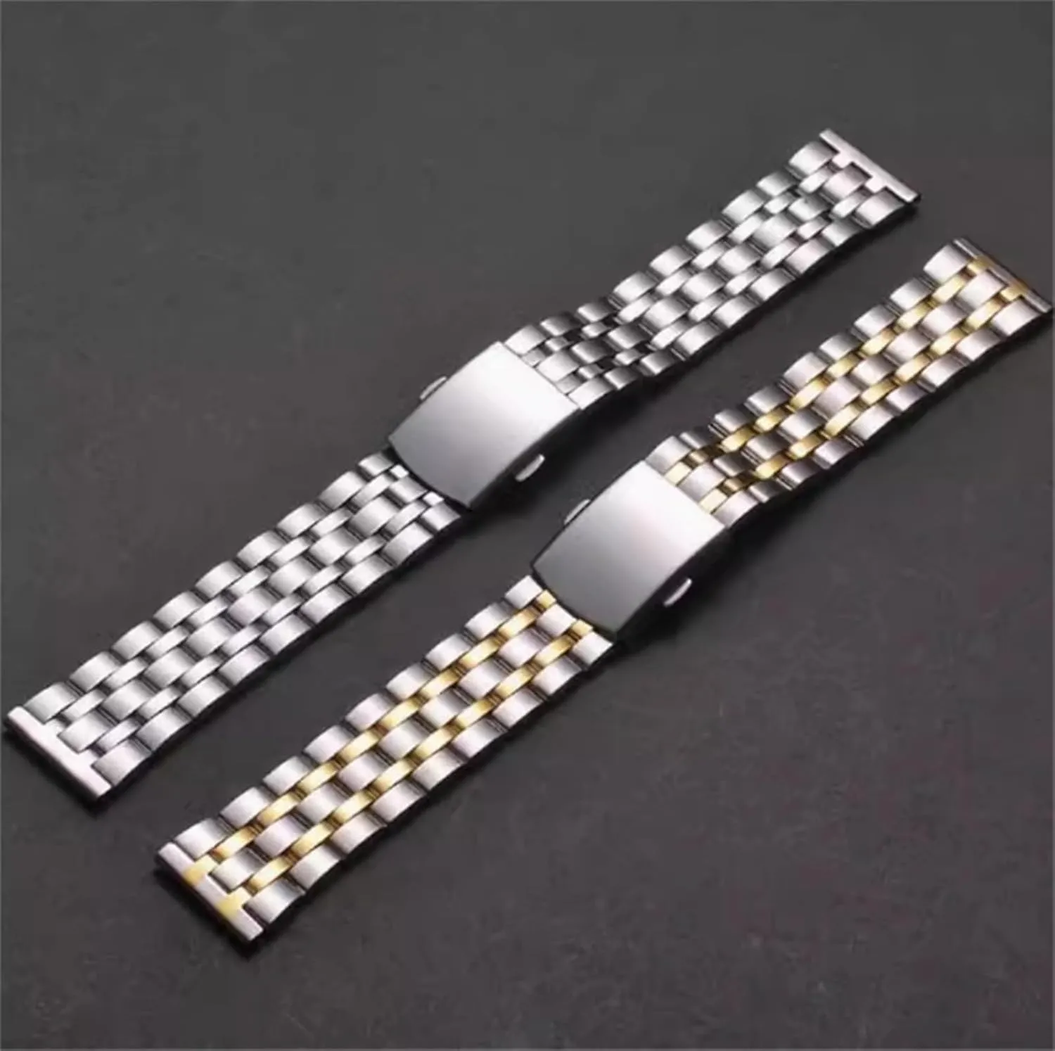 Watch Accessories Stainless Steel Strap Double-Sided Folding Buckle Men Women Watch Chain Strap