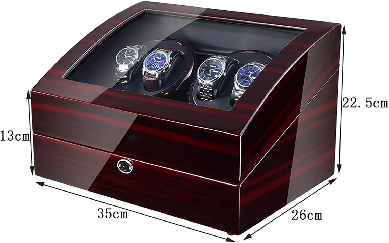 Watch Winder Automatic Watch Winder Box Self-Winding Mechanical Watch Rocker Storage Display Case with 4 Watch Winder Positions and 6 Display Storage Spaces wit