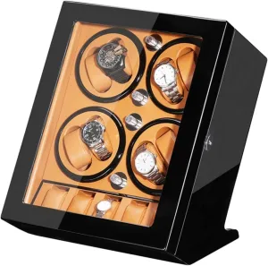 Watch Winder for 8 Watches   5 Extra Storages Wood Shell Piano Paint Exterior and Extremely Silent Motor with Soft Flexible Watch Pillow 5 Rotation Mode Setting(B)