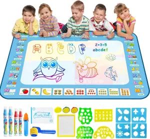 Water Doodle Mat - Kids Painting Writing Color Doodle Drawing Mat Toy Bring Magic Pens Educational Toys Birthday Christmas Gifts for 3 4 5 6 7 8 Years Old Boys Girls, 60 x40 Inche - Alphabe