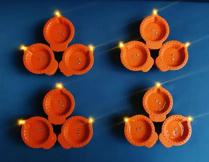 Water sensor Led Diya (Brown - Pack of 12)