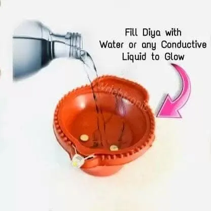 Water sensor Led Diya (Brown - Pack of 12)