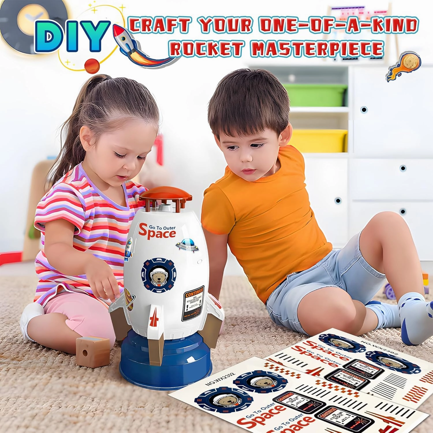 Water Rocket Sprinkler for Kids | Outdoor Sprinkler Toy, Summer Yard Outside Water Toys | Spaceship Rocket Ship Sprinkler Toys for 3 Years and Up | Fun Sprinkler Kids' Birthday Gift Ideas