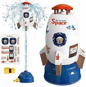 Water Rocket Sprinkler for Kids | Outdoor Sprinkler Toy, Summer Yard Outside Water Toys | Spaceship Rocket Ship Sprinkler Toys for 3 Years and Up | Fun Sprinkler Kids' Birthday Gift Ideas