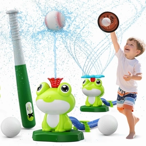 Water Sprinklers Outdoor Toy, Tball Set for Toddlers 3-5 with Toss and Catch Ball Set, Water Activities for Kids Backyard Ages 4-8, Summer Toys Games for Boys Girls Outside Yard