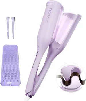 Waver Hair Tool NOVUSPRO Hair Crimper,Wave Curling Iron for All Hair Types,Ionic Waver Crimper Easy to use & Anti-Scald & Fast Heat up & Adjustable Time/Temps(1.4")