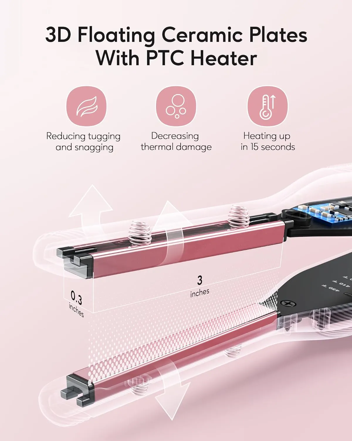 Wavytalk 3/10" Small Flat Iron, Pencil Flat Iron for Short Hair, Pixie Cut and Bangs, Curling Iron for Short Hair, Mini Hair Straightener for Edges with Anti-Pinch Design, Tiny Hair Straightener
