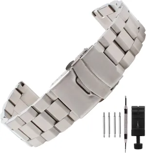 Weelovee 22mm Stainless Steel Wrist Watch Band Double Buckle Bracelet Replacement for Men Women Strap