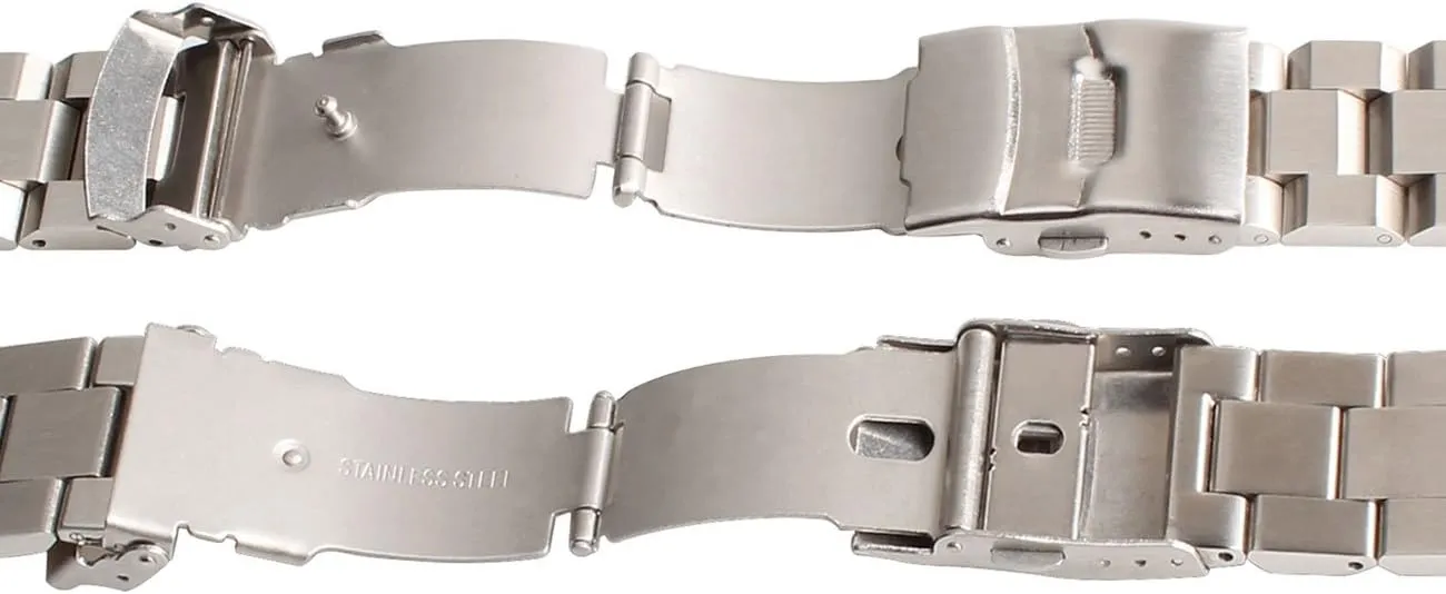 Weelovee 22mm Stainless Steel Wrist Watch Band Double Buckle Bracelet Replacement for Men Women Strap