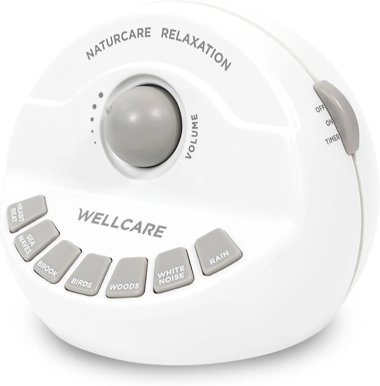WELLCARE-Naturcare Sound Relaxation, White Noise, 7 Nature Sounds, Sleep Sound Machine, Calm Infants, for Baby, Kids, Adult. Stepless Volume, Timer, Powered by Adapter or 4 AA Batteries(Not Included)