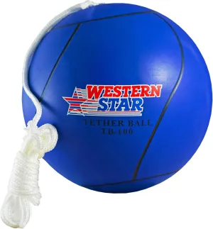 Western Star Tetherball Game Set - Classic and Original - Soft-Touch Tether Ball with 2 Durable Attached Ropes - Indoor, Outdoor, 4 Colors - Easy Attach & Play - Classic Family Outdoor Game for Kids