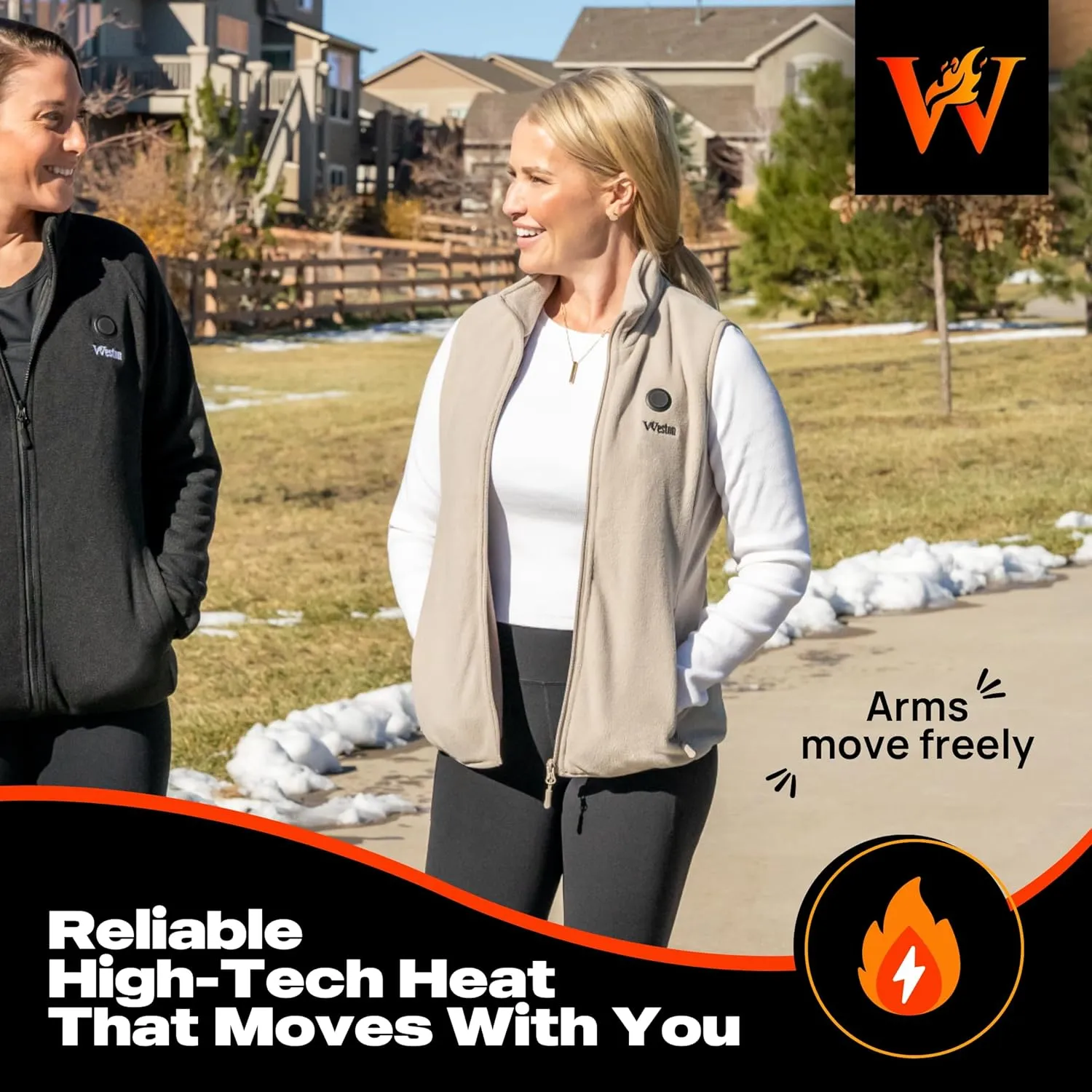 WESTON Women’s Heated Fleece Vest, 4 Heating Zones, 7.4V, 4800 mAH Rechargeable Battery, Machine-Washable Women’s Fleece Vest