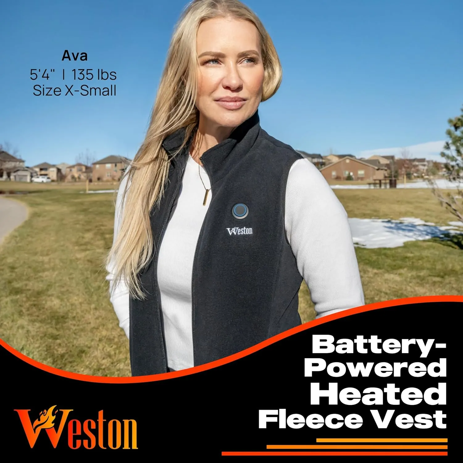 WESTON Women’s Heated Fleece Vest, 4 Heating Zones, 7.4V, 4800 mAH Rechargeable Battery, Machine-Washable Women’s Fleece Vest