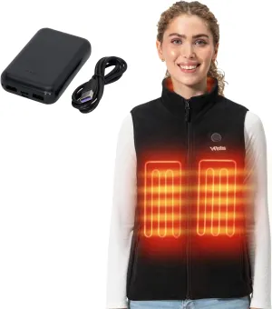 WESTON Women’s Heated Fleece Vest, 4 Heating Zones, 7.4V, 4800 mAH Rechargeable Battery, Machine-Washable Women’s Fleece Vest