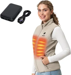 WESTON Women’s Heated Fleece Vest, 4 Heating Zones, 7.4V, 4800 mAH Rechargeable Battery, Machine-Washable Women’s Fleece Vest