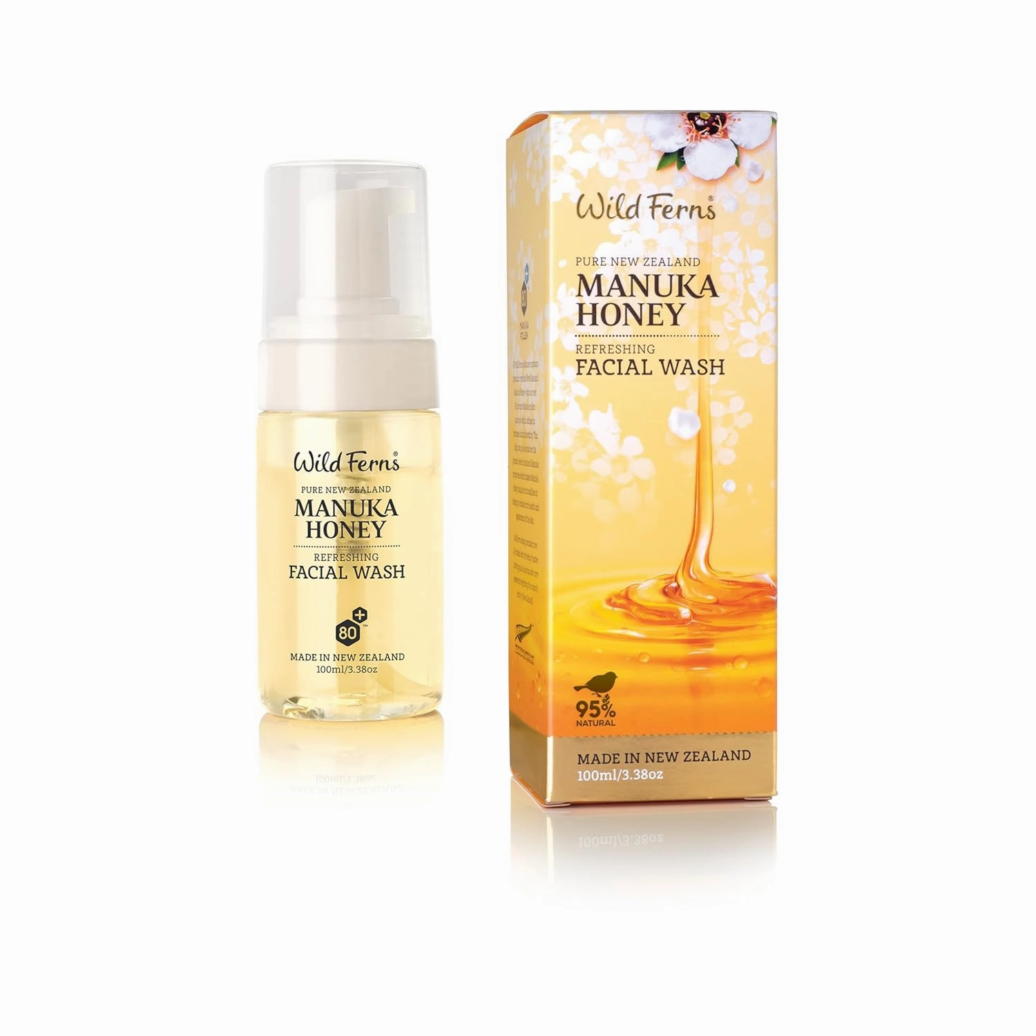 Wild Ferns Manuka Honey Refreshing Facial Wash, 95% Natural, 100 milliliters