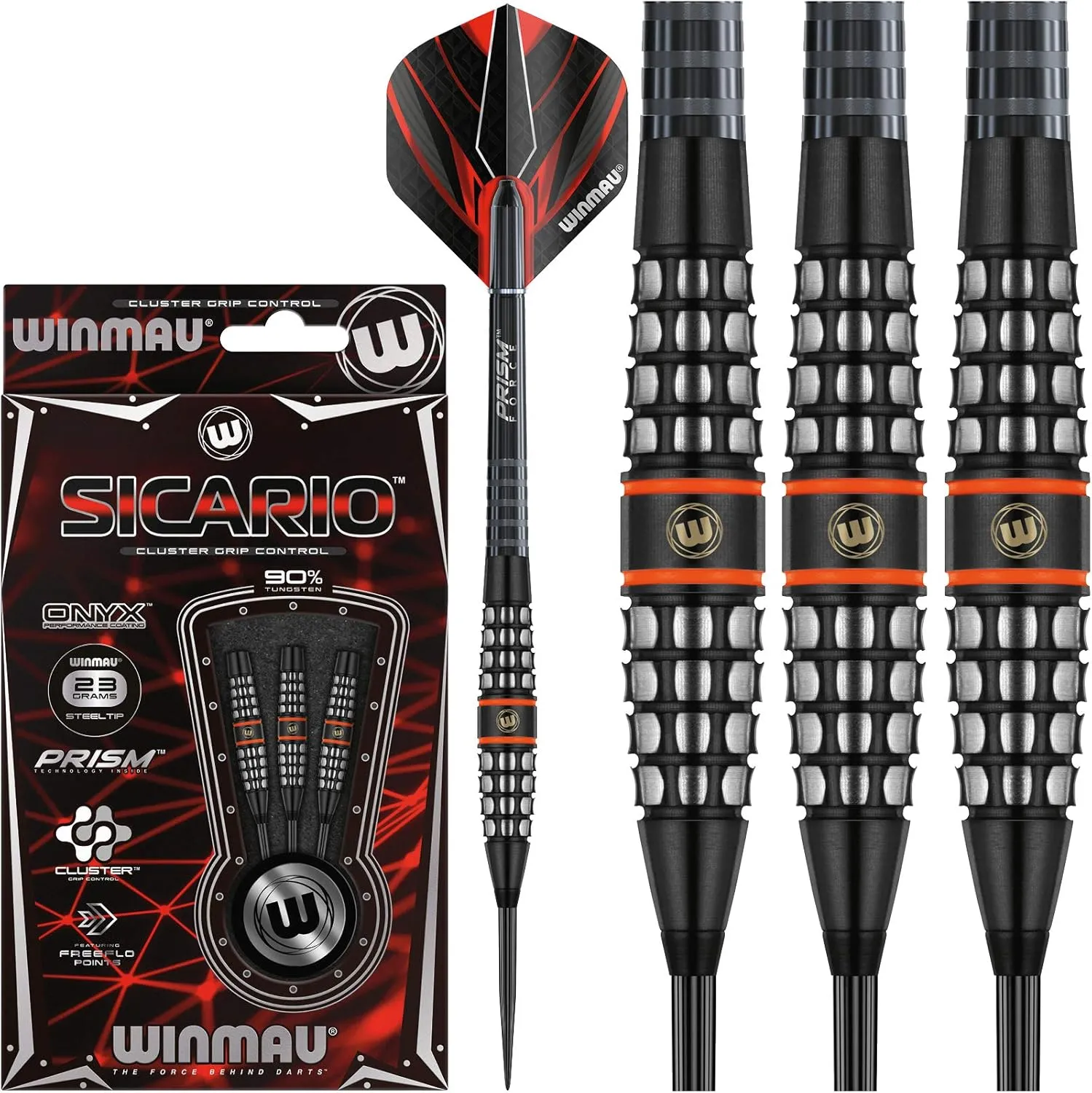 Winmau Sicario 90% Tungsten Darts Set with Prism Flights and Shafts (Stems)