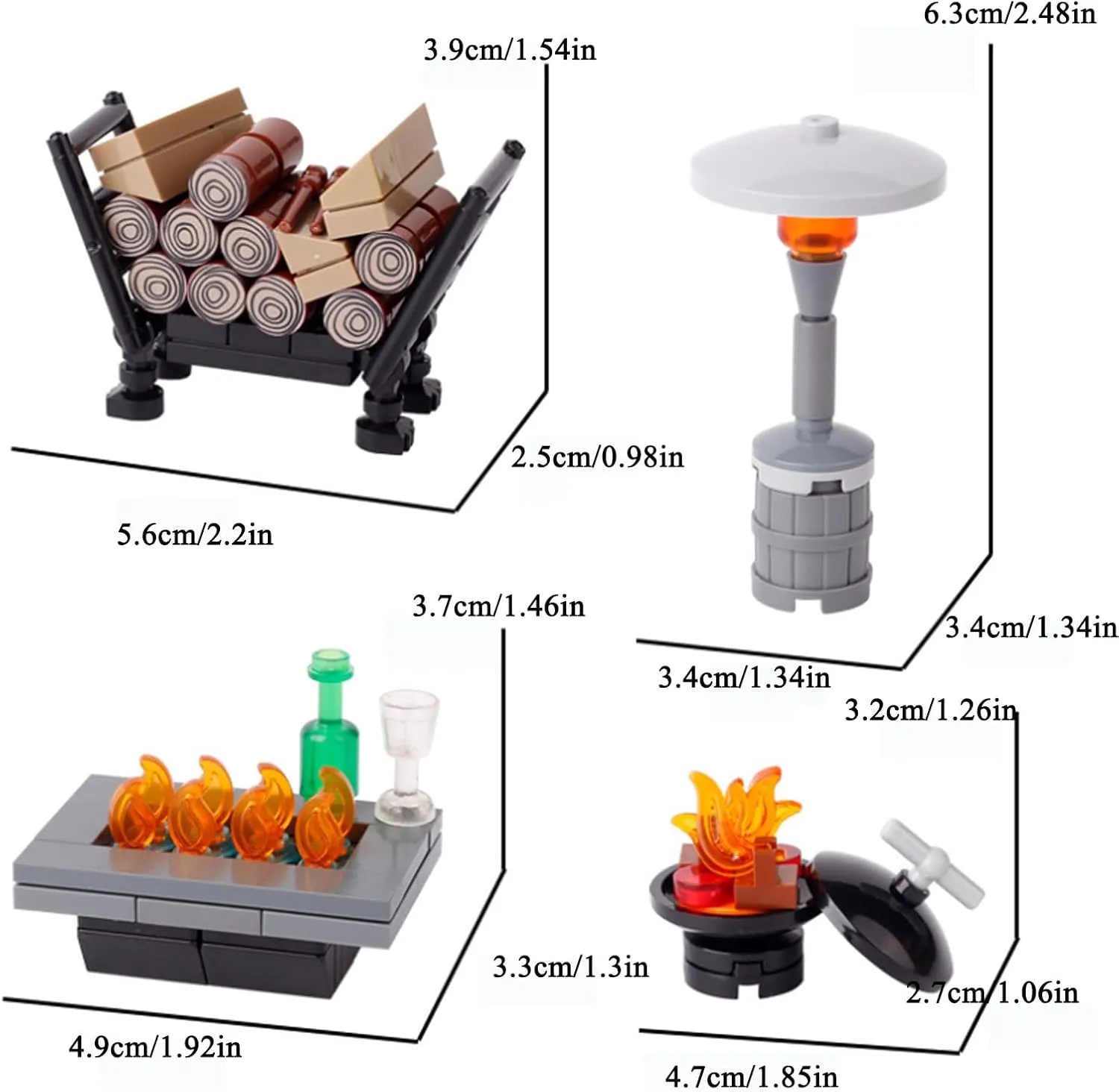 Winter Village MOC Building Set – City TV Studio & Fireplace Campfire Accessories, 161  PCS Modular Christmas Scene Compatible with Major Brands (Style 2)