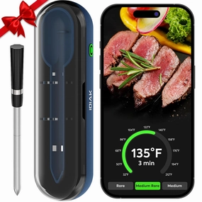Wireless Meat Thermometer with Four-Clover Probe, 500FT Smart Meat Thermometers Wireless, CP10 Digital Internal Meat Thermometer for BBQ Oven Grill Smoker Cooking Thermometer Gifts for Man