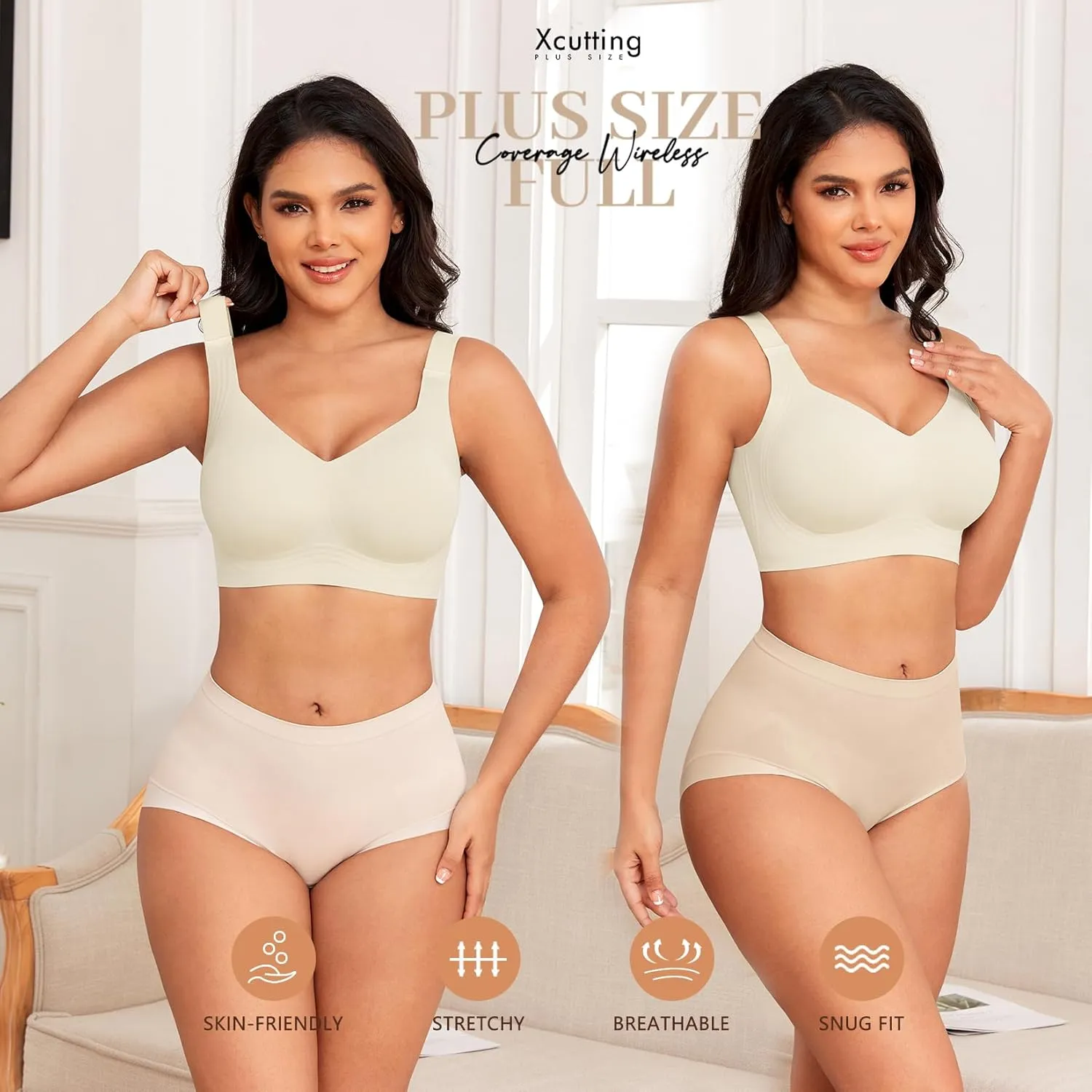 Women Wirefree Bras for Women Full Coverage No Underwire Everyday Bras Comfortable Wireless Padded Bras